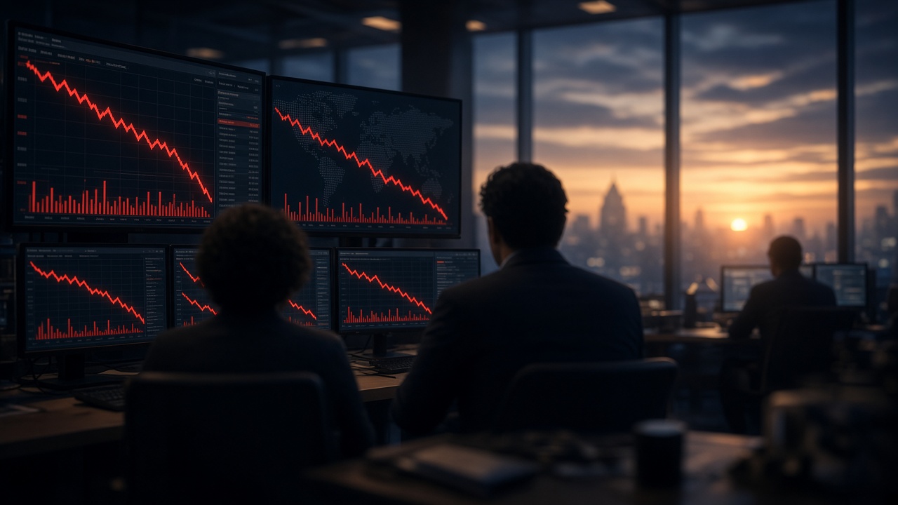 Trading screens show a falling bitcoin price on 30 October 2026 after a Binance security breach