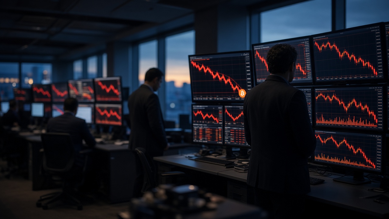 Trading screens as bitcoin trades near $79,800 on 27 October 2026 after slipping under $80,000