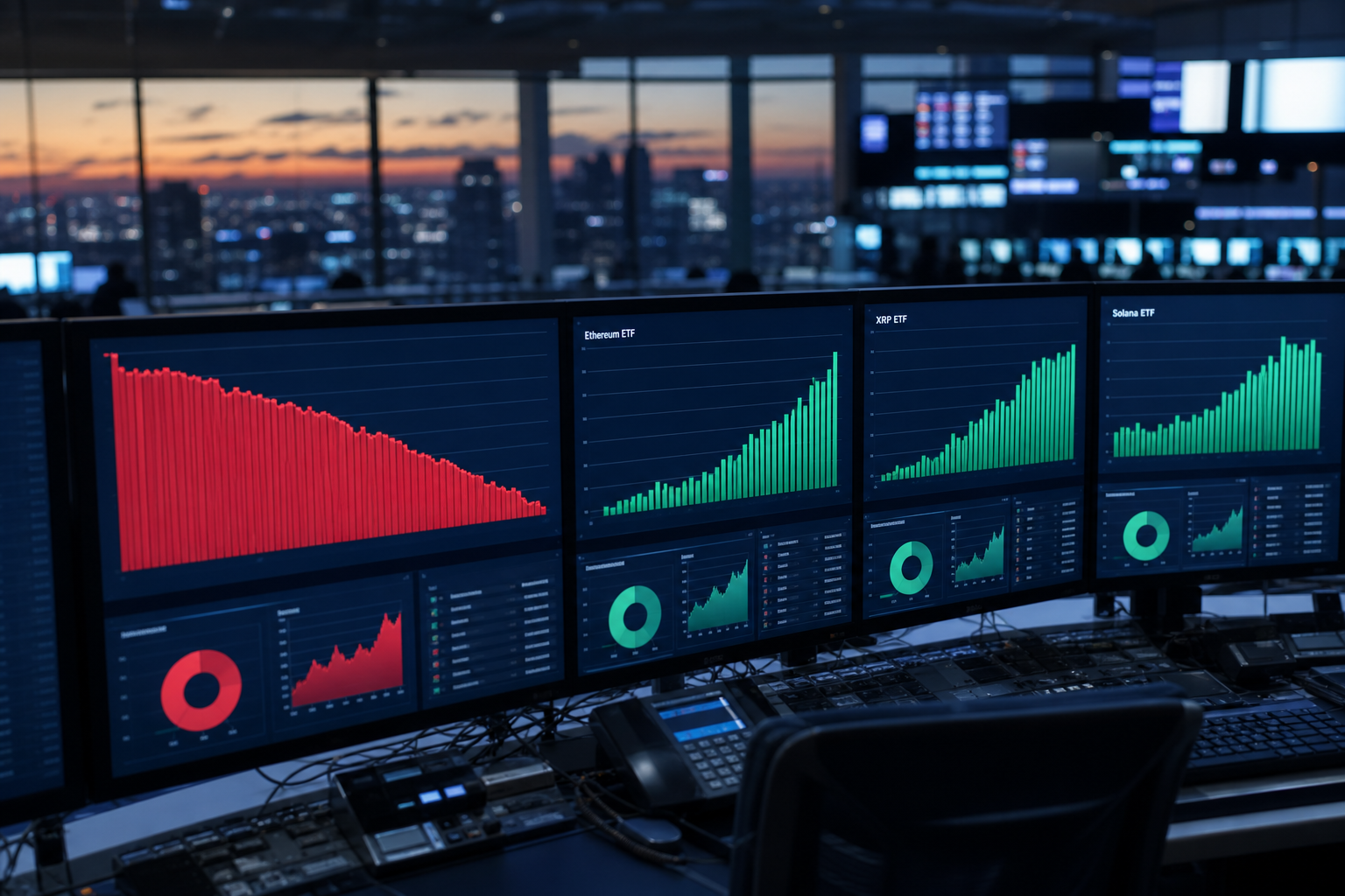 Bitcoin ETF outflows versus Ether XRP and Solana ETF inflows on 1 September 2026