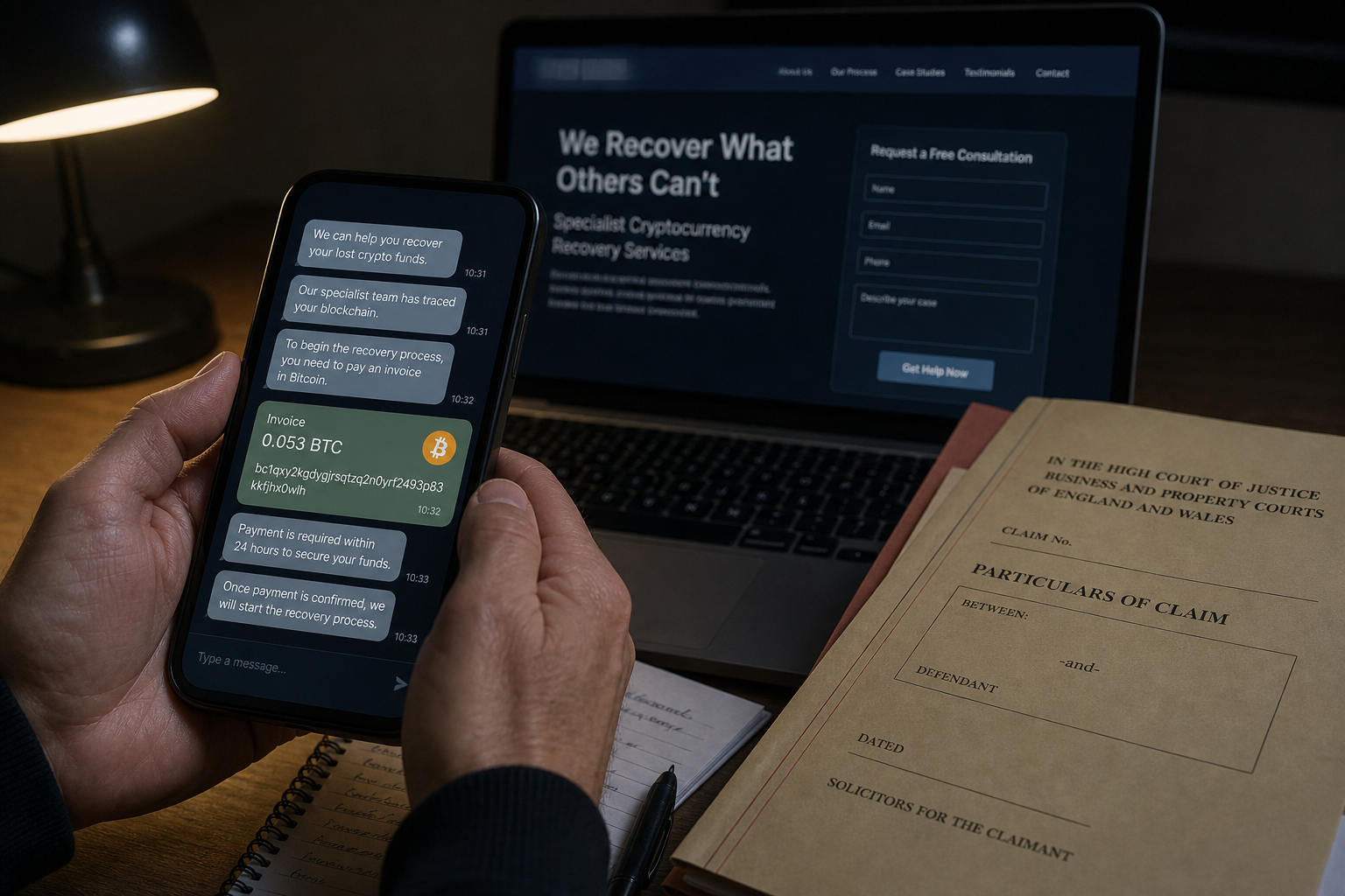 Fake crypto recovery agents targeting UK Key Coin Assets victims with Bitcoin invoices September 2026