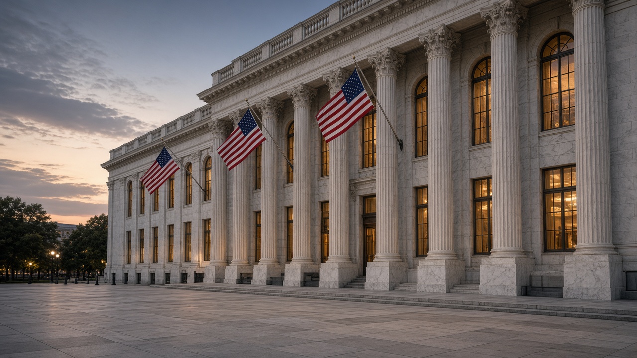 The Federal Reserve building after a 10-2 vote to hold rates at 3.75 percent to 4 percent