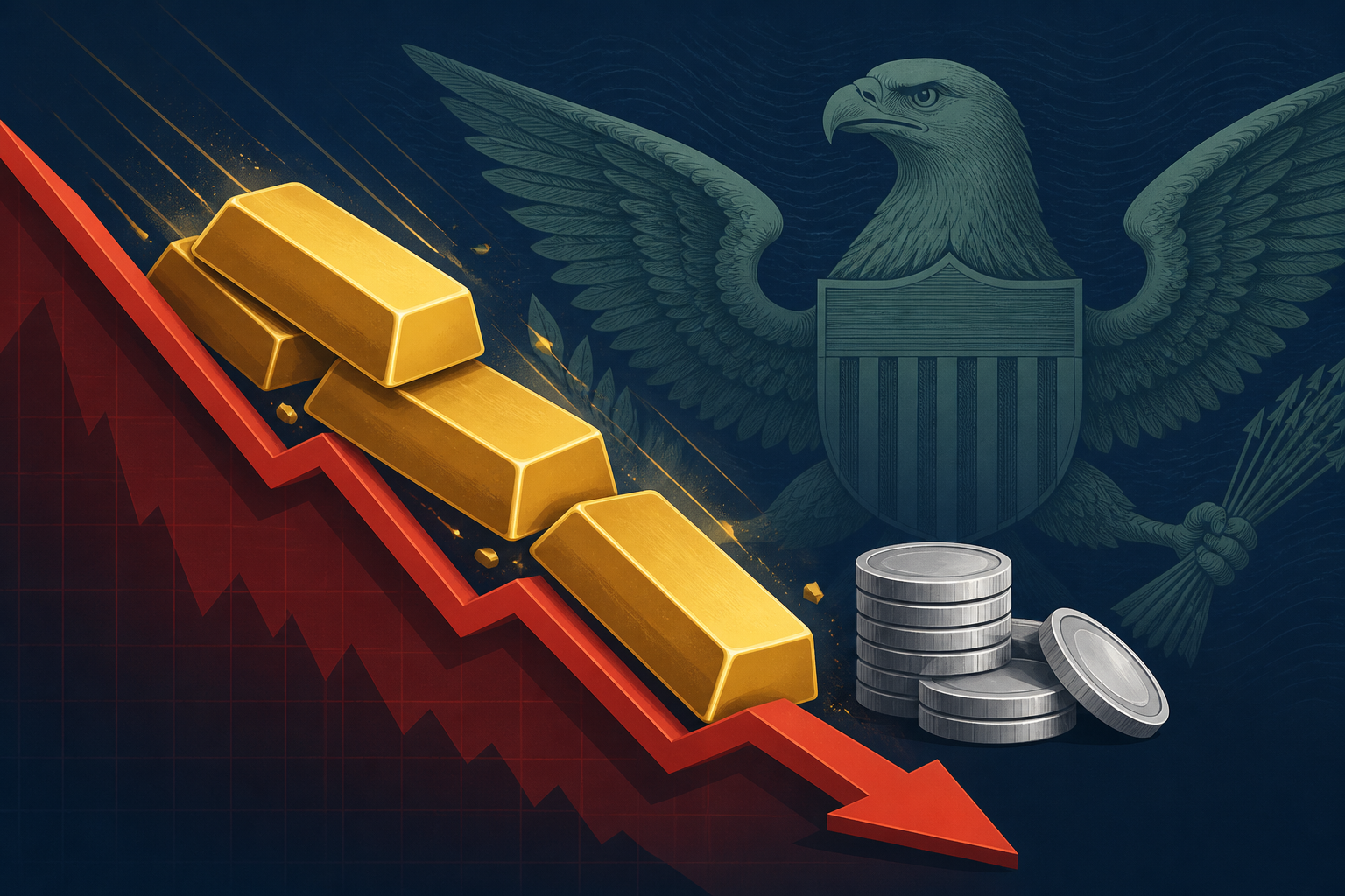 Gold bars selling off more than 3 percent after hawkish Jackson Hole speech August 2026
