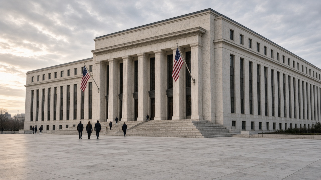 Federal Reserve building in Washington as Chair Kevin Warsh faces a first rate hike on 16 September 2026